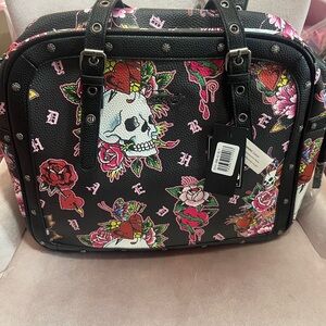 Ed Hardy Vibrant Skull and Floral Tote